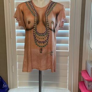 Beaded Necklace Graphic Tee - Peach